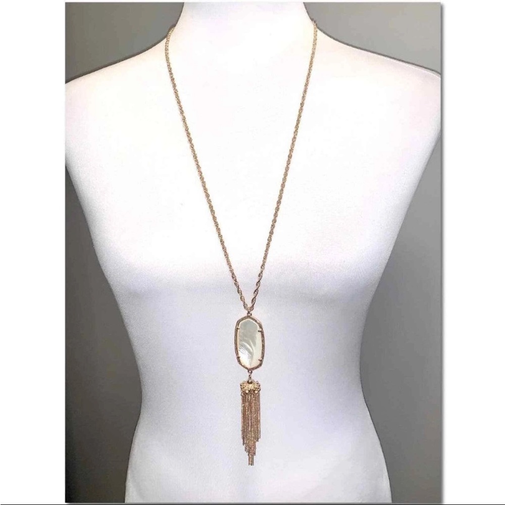 Kendra Scott Rayne Rose Gold Ivory Pearl Tassel Pendant Long Necklace